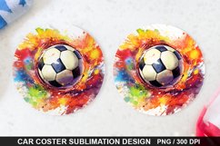 Soccer Ball Car Coaster - Coaster Sublimation Design Product Image 1