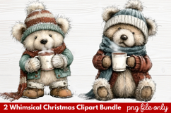 2 Whimsical Christmas Clipart | Cute Festive Holiday PNG Product Image 1