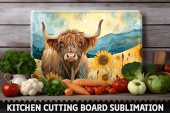 Highland Cow With Sunflowers Cutting Board Product Image 1