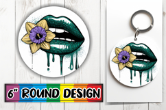 Bright Ornaments Round Sublimation PNG, Dripping Lips Product Image 1