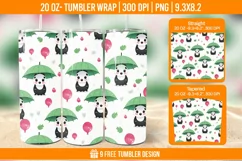 Cute Panda Tumbler Wrap Designs, Sublimation Wrap Product Image 1