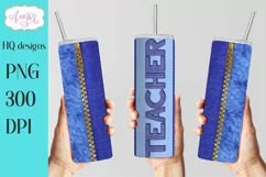 Teacher Tumbler Wrap for Sublimation | denim fabric png Product Image 1
