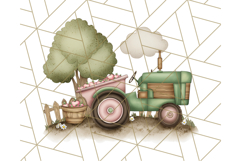 Fall Tractor Clipart PNG, Vintage Tractors With Pumpkins Product Image 3