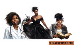 Watercolor Black Women Clipart, PNG Product Image 1