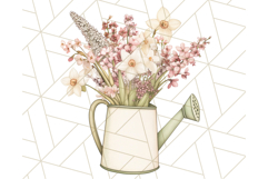 Watering Can Flowers PNG, Rustic Floral Watercolor Clipart Product Image 4