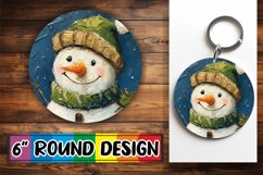 Snowman Sublimation Christmas Keychain Round Design Product Image 1