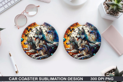 Foxes Wolves Car Coaster Sublimation| Foxes Coaster PNG Product Image 1