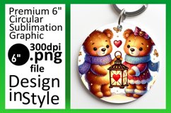 Elegant Keychain Circle PNG Artwork , Valentine Bear Product Image 1