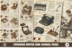 Ephemera Writer Junk Journal Pages - Junk Journal Pack Product Image 1