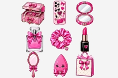 Glam Girl Essentials PNG Clipart Bundle, Pink Beauty Makeup Product Image 8