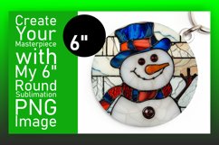Christmas 3D Stained Glass Round Design Snowman Keychan PNG Product Image 1