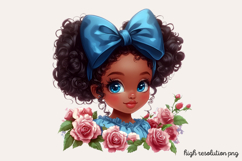 Cute Black Girl with Flower Clipart PNG Product Image 1