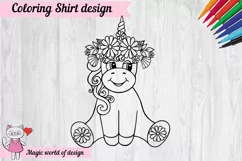 Summer Coloring Shirt Svg, Unicorn in a wreath flowers svg Product Image 3