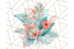 Coral and Aqua Summer Clipart PNG Pastel Tropical Icons Product Image 3