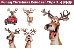 Funny Christmas Reindeer Clipart PNG Product Image 1