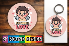 Playful Circle Car Coaster Sublimation, Cupid Product Image 1