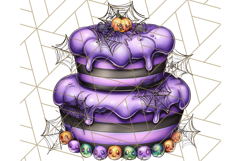 Whimsical Halloween Cake Clipart PNG, Spooky Desserts Product Image 3