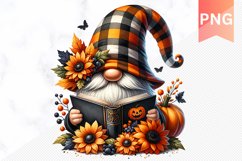 Halloween Gnome Books Sublimation - Halloween Clipart PNG Product Image 1