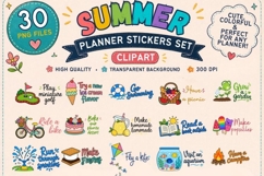 Summer Planner Stickers Clipart PNG, 30 Summer Bucket List Product Image 1