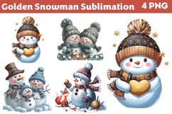 Golden Snowman Sublimation Clipart PNG Product Image 1