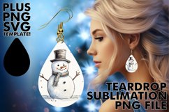 Snowman Sparkle Teardrop Earring PNG Design Product Image 1