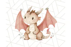 Watercolor Baby Dragon Clipart, Cute Nursery Fantasy PNG Product Image 5