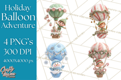 Winter Hot Air Balloon Clip Art for Crafts &amp; Design Product Image 1