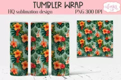 Tropical flowers tumbler wrap PNG for sublimation Product Image 2
