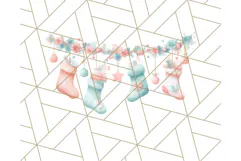 Coral and Aqua Christmas Clipart PNG, Pastel Holiday Art Product Image 3