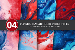 Red Blue Abstract Fluid Digital Paper Product Image 1