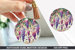 Flower Keychain Sublimation - Spring Keychain PNG Design Product Image 1