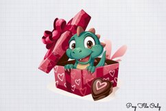 Peeking Dinosaur Valentines Day Clipart PNG Product Image 1
