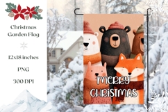 Winter Garden Flag, Cartoon Christmas Animals Garden Flag Product Image 1