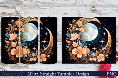 Floral Moon Tumbler Wrap | 20 oz. | Celestial Design Product Image 1