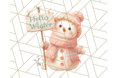 Pastel Snowman Clipart PNG, Cute Soft Winter Graphics Product Image 3