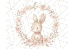 Pastel Pink Easter Bunny Egg and Flowers Clipart PNG Product Image 3