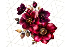 Gothic Floral PNG, Dark Aesthetic Flowers Clipart Print Product Image 3