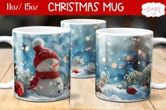 Christmas snowman mug sublimation wrap PNG 11oz 15oz Product Image 1