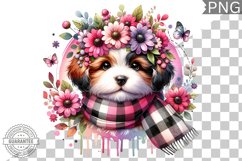 Dog With Flowers Sublimation - Clipart PNG Design Product Image 1