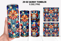 Owls Skinny Tumbler 20oz Wrap Design,4th of july Tumbler PNG Product Image 1