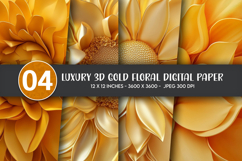 Luxury 3D Gold Floral Digital Paper Product Image 1