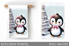 Cute Penguin Kitchen Towel. Christmas Penguin Kitchen Towel Product Image 1