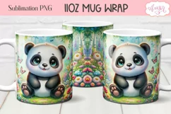 Cute baby panda bear mug wrap PNG for sublimation Product Image 1