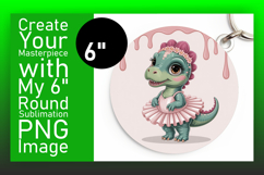 Sleek Keychain Circle Design Template , Cute Dino Product Image 1