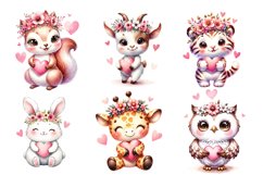 Animals Valentine’s Day Clipart|Clipart sublimation Designs Product Image 5