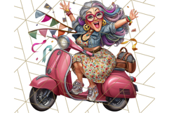Wild Grandma Clipart PNGs, Funny Quirky Old Ladies Product Image 3