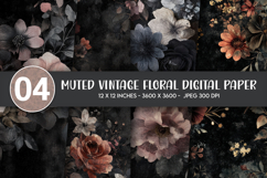 Muted Vintage Floral Digital Paper Product Image 1