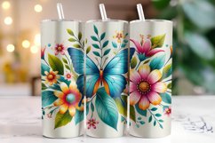 Flowers &amp; Butterfly Tumbler Wrap | Sublimation Product Image 1