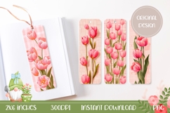 Pink Tulips Bookmark Designs, Spring Bookmark Product Image 1