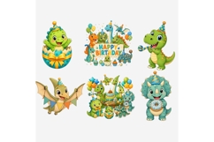 Dino Birthday Clipart PNG, 12 Cute Dinosaur Birthday Designs Product Image 4